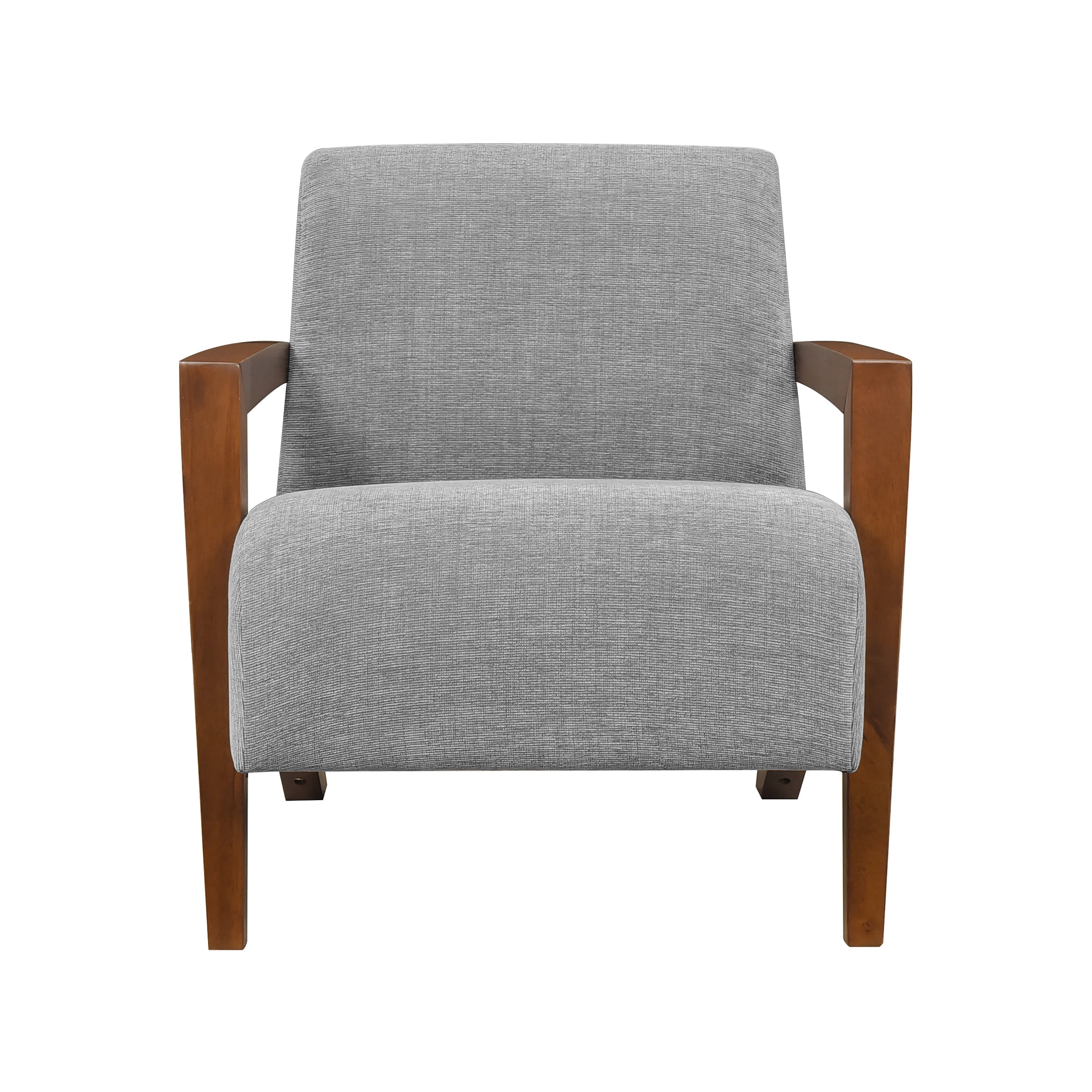 OakvillePark Cindervale Chenille Accent Chair, Gray/Chestnut Wood