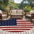 thumbnail image 4 of American Flag Large Round Rug 8 FT, Non Slip Living Room Area Carpet, Vintage Wooden Star Striped Red Blue Washable Soft Circle Rug Non-Shedding Floor Carpet for Bedroom Office Dining Room, 4 of 9
