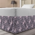 thumbnail image 1 of Floral Bed Skirt, Vintage Style Bindweed Flower Bells Natural and Scented Elements, Elastic Bedskirt Dust Ruffle Wrap Around for Bedding Decor, 4 Sizes, Petrol Blue Mauve, by Ambesonne, 1 of 2
