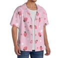 thumbnail image 4 of Vsdgher Floral Strawberr Print Men's Wrinkle Free Untucked Cuban Shirt Business Casual Button Down Shirts Short Sleeve Shirt, 4 of 7