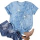 thumbnail image 2 of Gibobby Camisetas Mujer Baratas Manga Corta Mujeres Casual Tie Dye Impresión manga corta Tops Blusa Cuello redondo Casual Tee Túnica Camisas(Azul claro,CH), 2 of 4