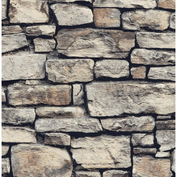 NextWall Arthouse Cornish Faux Stone Peel and Stick Wallpaper 20.5 in. W x 18 ft. L - Natural