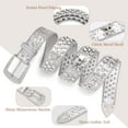 thumbnail image 2 of Punplita Belts for Women Western Belts for Men Rhinestone Belt Silver Skull Head Belt Studded Belt, 2 of 5
