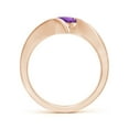 thumbnail image 2 of ANGARA Natural Bar-Set Solitaire Round Amethyst Bypass Ring in 14K Rose Gold for Women (Size-6mm) | February Birthstone, Birthday, Anniversary, Jewelry Gift for Women | Natural Amethyst Ring, 2 of 9