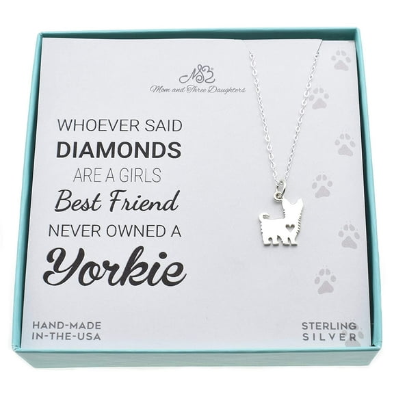 Yorkshire Terrier Charm Necklace in Sterling Silver on an 18 inch Sterling Silver Cable Chain. Yorkie Necklace. Yorkie Owner Gift
