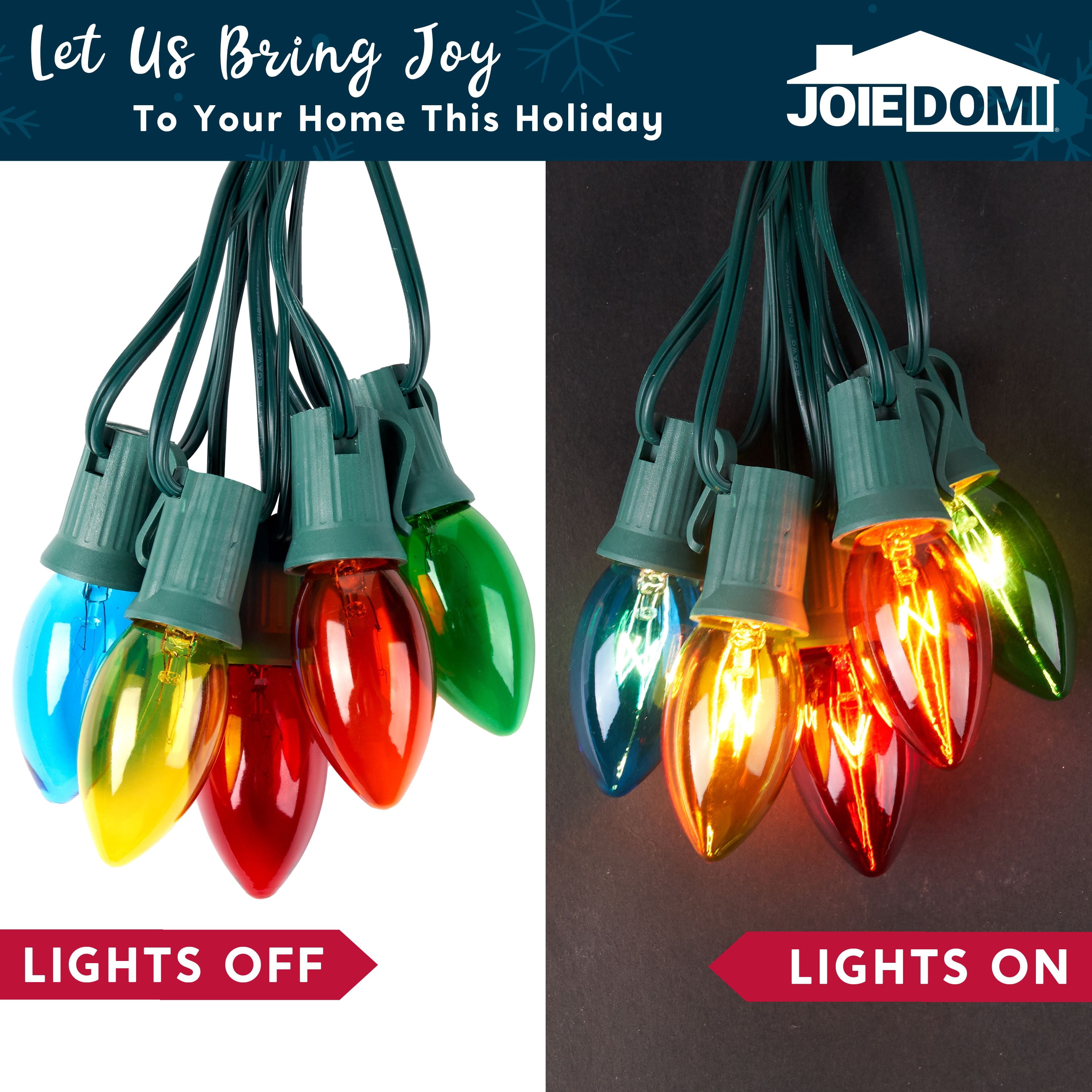 Joyfy Christmas Pathway Lights Outdoor,30.75 FT 24 C9 Walkway Lights with Marker Stakes,Outdoor Christmas Lights for House Warm White Christmas Decorations
