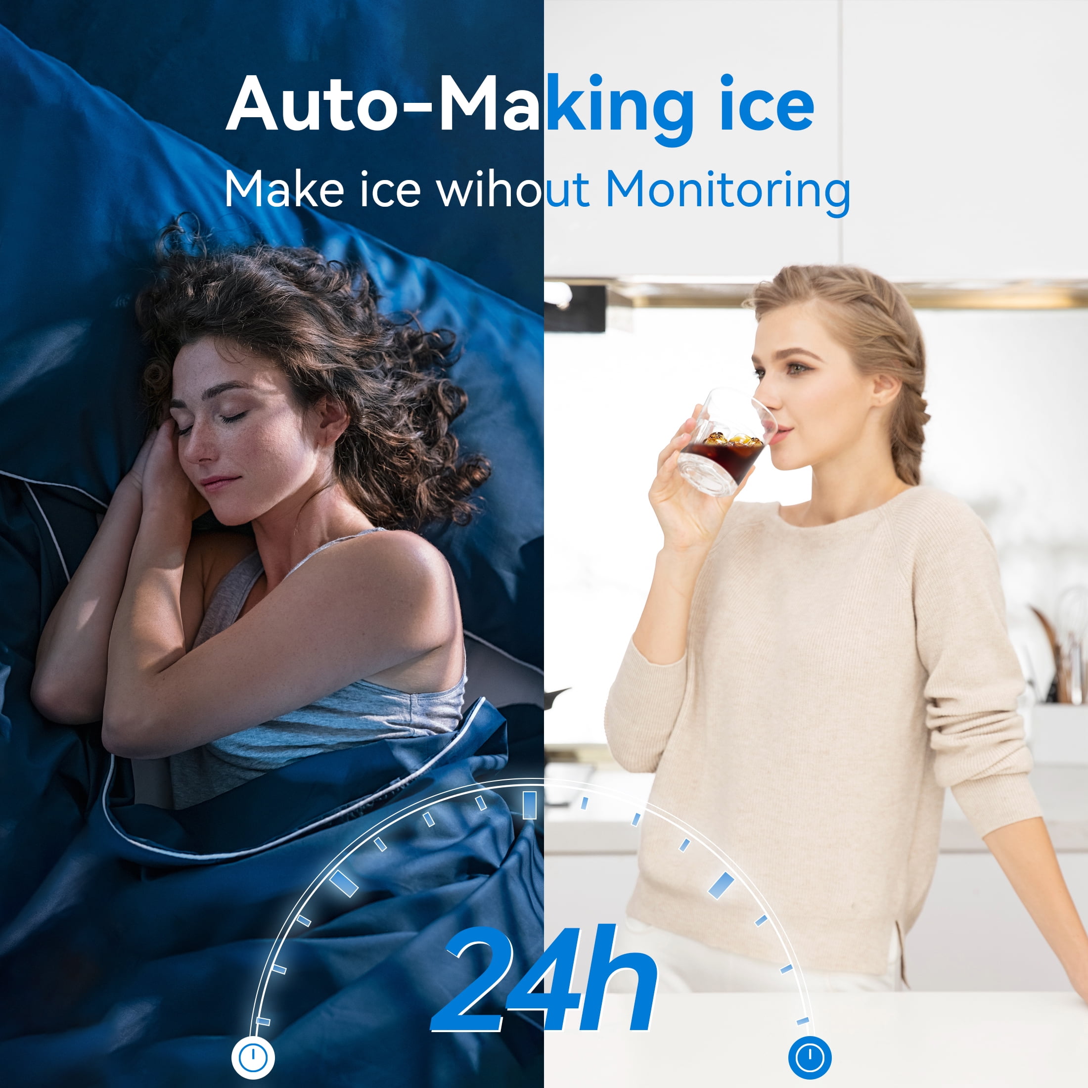 Alpicool Nugget Ice Maker 9 Bullet Cubes in 8 Mins, 24lbs/24H, 12V/24V/240V Portable Ice Machine with Basket and Scoop, for Home/Car/Kitchen/RV/Camping/Bar