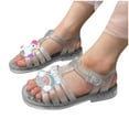 thumbnail image 6 of Gubotare Girls' Flats Jelly Sandals for Girls Princess Style Girls' Sandals - New Summer Flat Non-Slip Princess Shoes (Clear,Size 1), 6 of 8