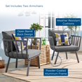 thumbnail image 5 of Lounge Chair Armchair, Set of 2, Aluminum, Metal, Steel, Grey Gray, Modern Contemporary Urban Design, Outdoor Patio Balcony Cafe Bistro Garden Furniture Hotel Hospitality, 5 of 8