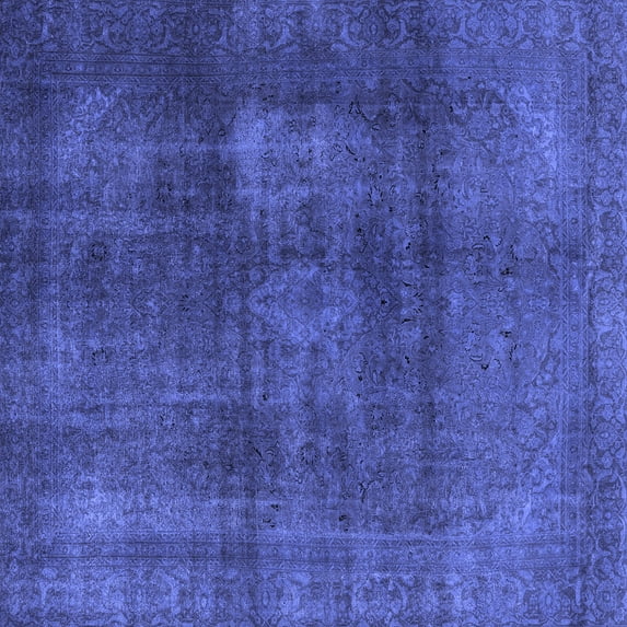 Ahgly Company Machine Washable Indoor Square Abstract Blue Modern Area Rugs, 4' Square