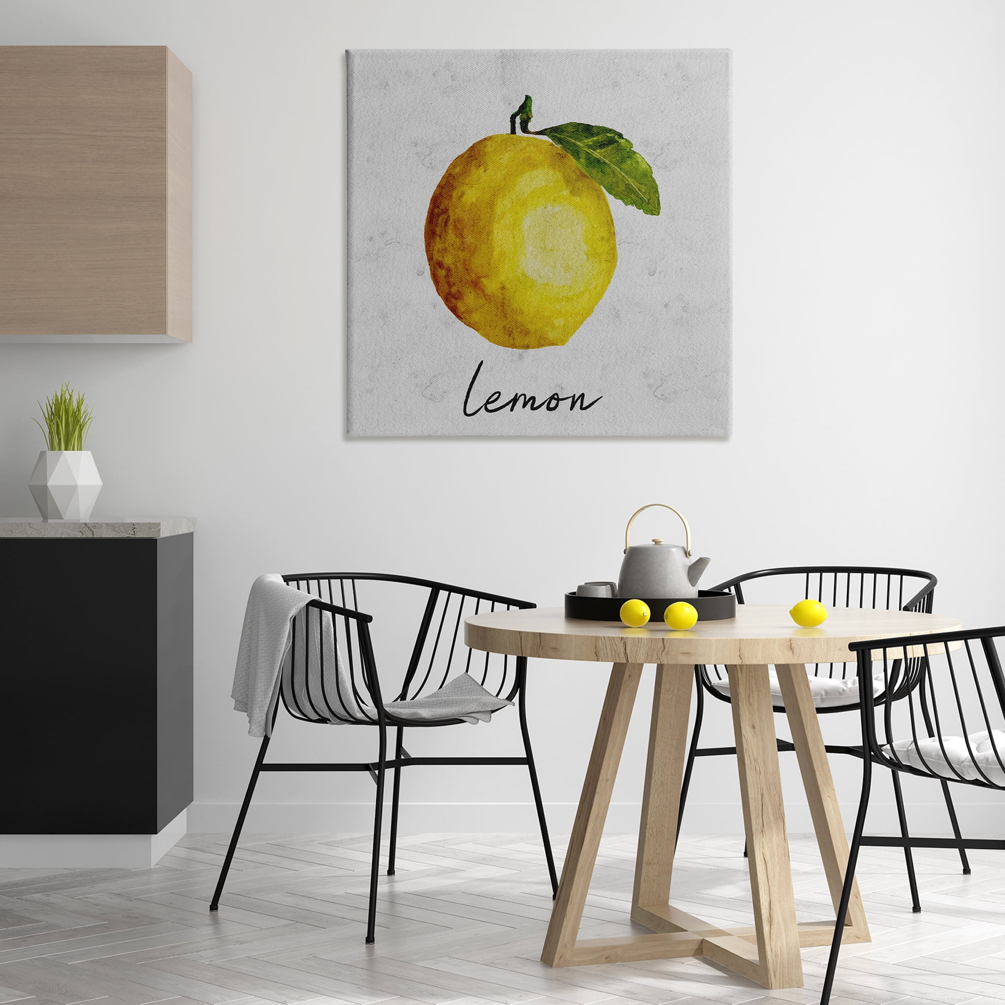 Stupell Industries Kitchen Lemon with Leaf Food & Beverage Painting Wrapped Canvas Art Print Wall Art, 36 x 36