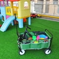 thumbnail image 3 of Collapsible Wagon with Wheels, SEGMART Garden Cart Foldable Wagon, Wagon for Groceries with Cup Holder, Grocery Wagon with Adjustable Handle, Beach Wagon for Sand Park Garden Camping, Green, H870, 3 of 15