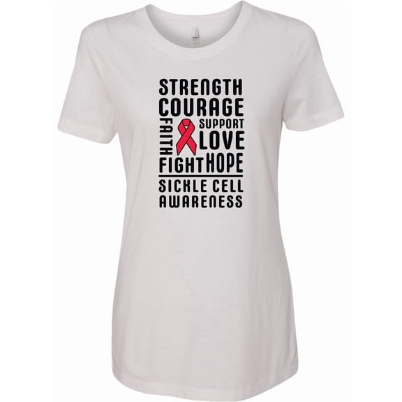 Inktastic Sickle Cell Awareness Strength Courage and Support Women's T-Shirt