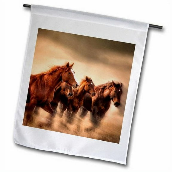 3dRose, Running horses, blur and flying manes, 18 x 27 inch Garden Flag