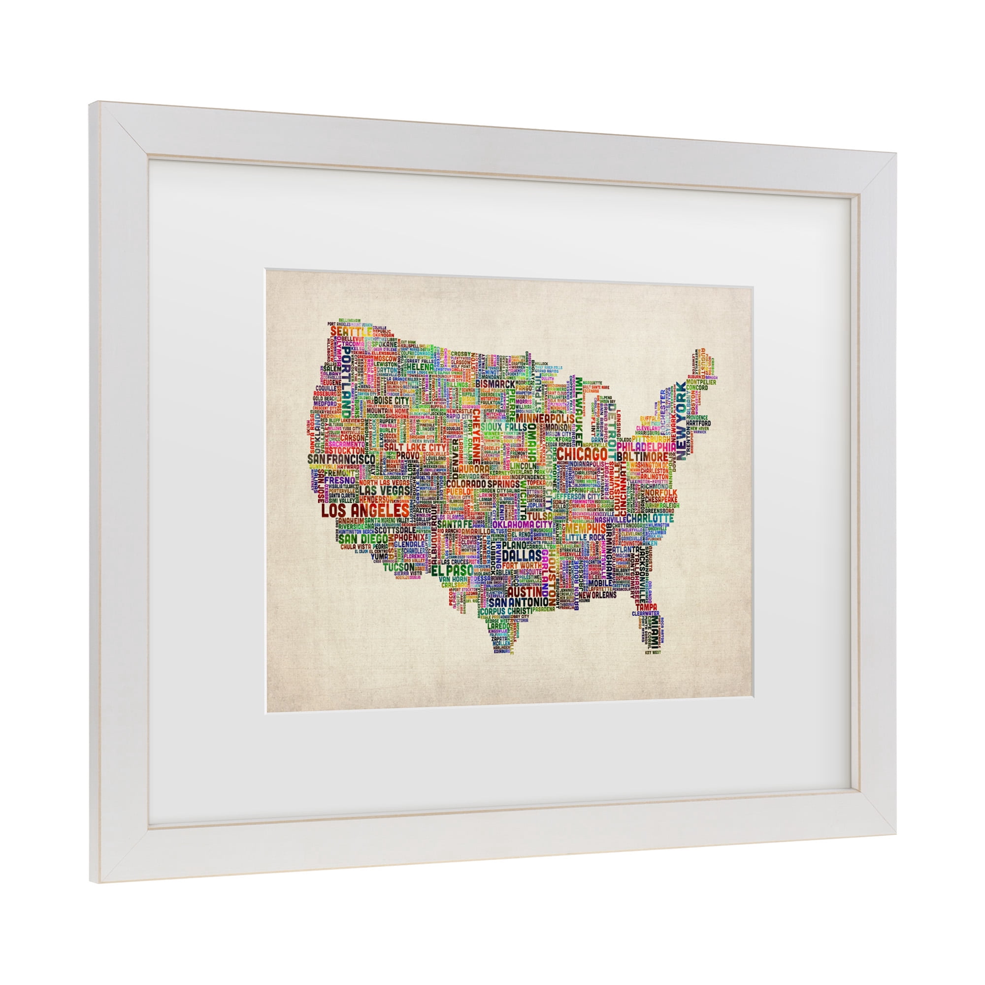 Trademark Fine Art 'US Cities Text Map VI' Canvas Art by Michael Tompsett
