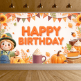 thumbnail image 6 of Autumn Theme Birthday Banner Fall Birthday Decor Harvest Decoration Happy Birthday Pumpkin Design for Fall Party Autumn Event Thanksgiving Celebration, 6 of 7