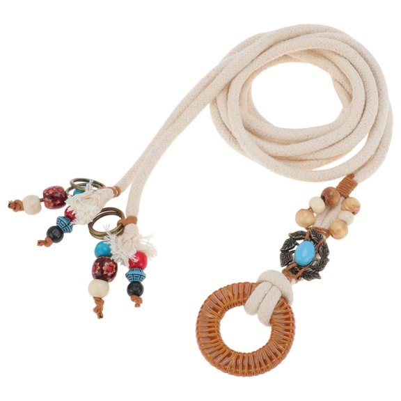 Unique Bargains 1 Pc Bohemian Waist Rope Buckle Adjustable Waist Cord for Women Flat Buckle