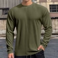 thumbnail image 2 of ZCFZJW Big and Tall Sweatshirts for Men Fall Winter Long Sleeve Crewneck Basic Workout Tees Shirt Casual Solid Color Pullover Tops Army Green XXXL, 2 of 6