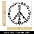 thumbnail image 2 of Botanical Flower Peace Sign Self-Inking Rubber Stamp Ink Stamper - Orange Ink - Small 1 Inch, 2 of 7