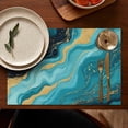 thumbnail image 5 of Blue and Gold Marble Sparkle Waves Pattern Summer Placemats Table Placemats Set Of 4-Linen Kitchen Washable Placemats Table Mats 11.8"x17.7" Non-Slip Heat Resistant, 5 of 6