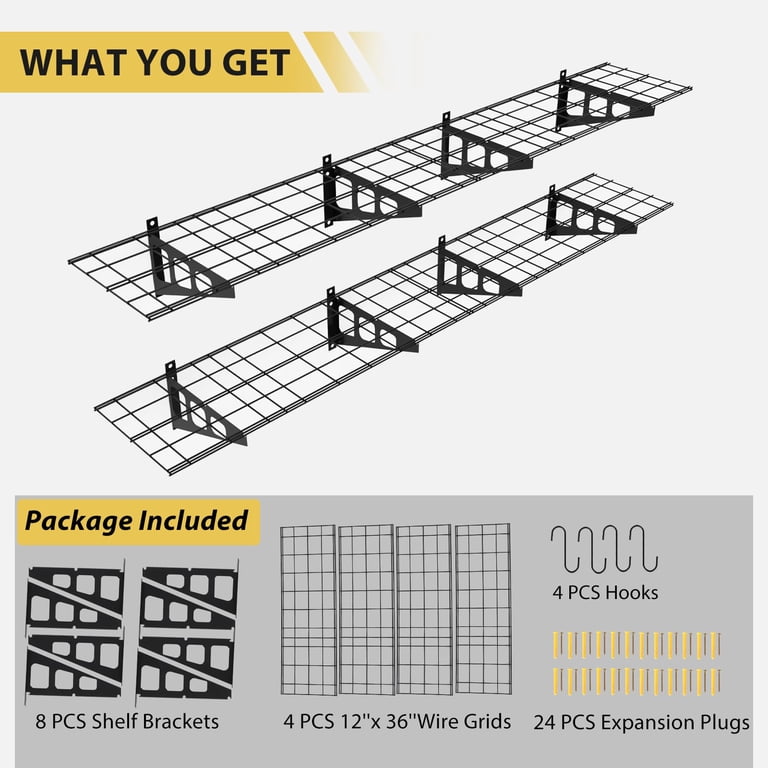 StoreYourBoard Heavy Duty Garage Shelf Wall Mount 1ft X 2ft – Wall-Mounted Shelving For Storage & Organization – Heavy Duty Garage Shelves For Tools, Bins, & Equipment – Holds 200 Lbs