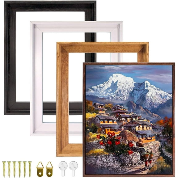 good fortune Canvas Floater Frame for 1”to 1.25”Deep Gallery-Wrapped Canvas, Floating Picture Frame for Oil Paintings, Prints and Wall Art, PS Wood-Look Frames with Hanging Kit 12x24 inch White