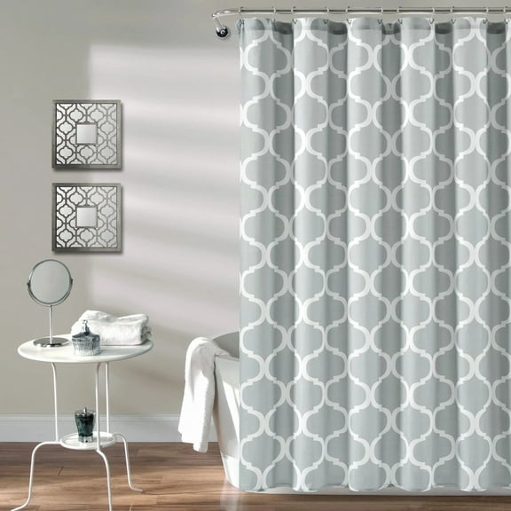 Lush Decor Geo Trellis Shower Curtain, 72x72, Light Gray, Single