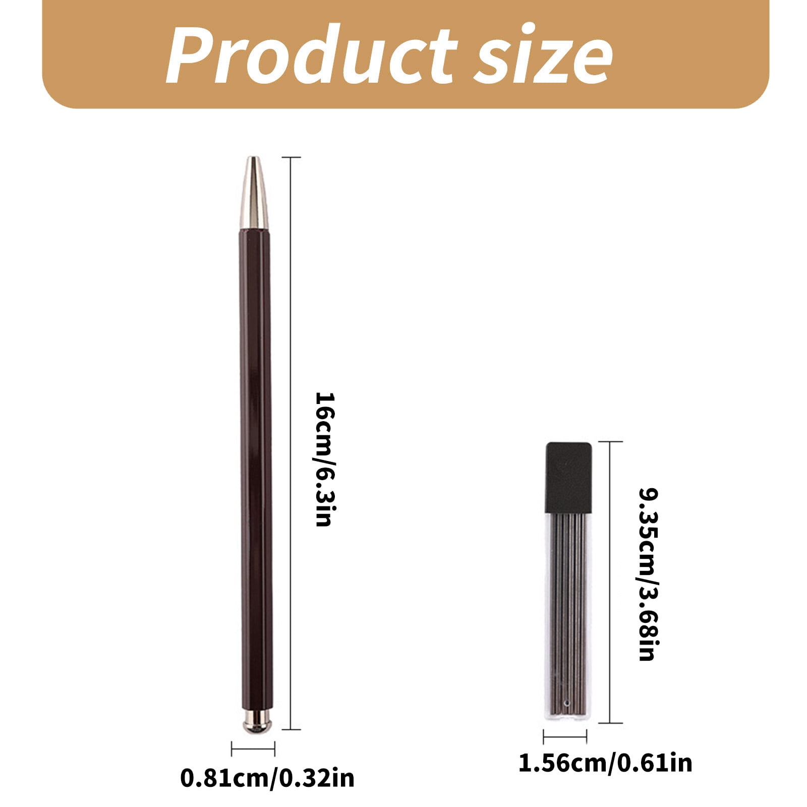 Metal Everlasting Pen with Sharpener & Refills, Ergonomic Handle Metal Mechanical Pencil Student Drawing Pen Sketch Pen