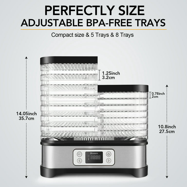 8 Trays Food Dehydrator w/Fruit Roll Sheet Digital Timer Temperature  Control~!