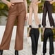 thumbnail image 2 of Moda mujer PU pantalones de cuero cintura alta bolsillo con cordón pierna ancha calle pantalones cas Abanopi Negro/Extragrande, 2 of 7