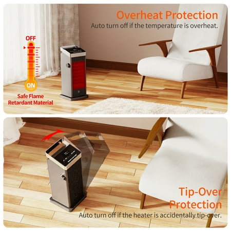 

1500W Ceramic Heater 90‘‘ Oscillating with Thermostat and Remote Control