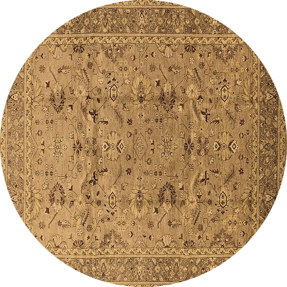 Ahgly Company Indoor Round Oriental Brown Traditional Area Rugs, 8' Round