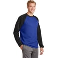 thumbnail image 4 of Sport-Tek Sport Wick Raglan Colorblock Fleece Crewneck-XS (True Royal/ Black), 4 of 6