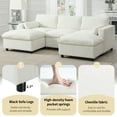 thumbnail image 2 of 86.5'' Chenille Modular Sectional Sofa with Storage Pockets, 5 Seat U Shaped Couch Set with Pillows, Free Combination, Modern Cloud Sofa with 2 Movable Ottoman for Living Room, Apartments (White), 2 of 11