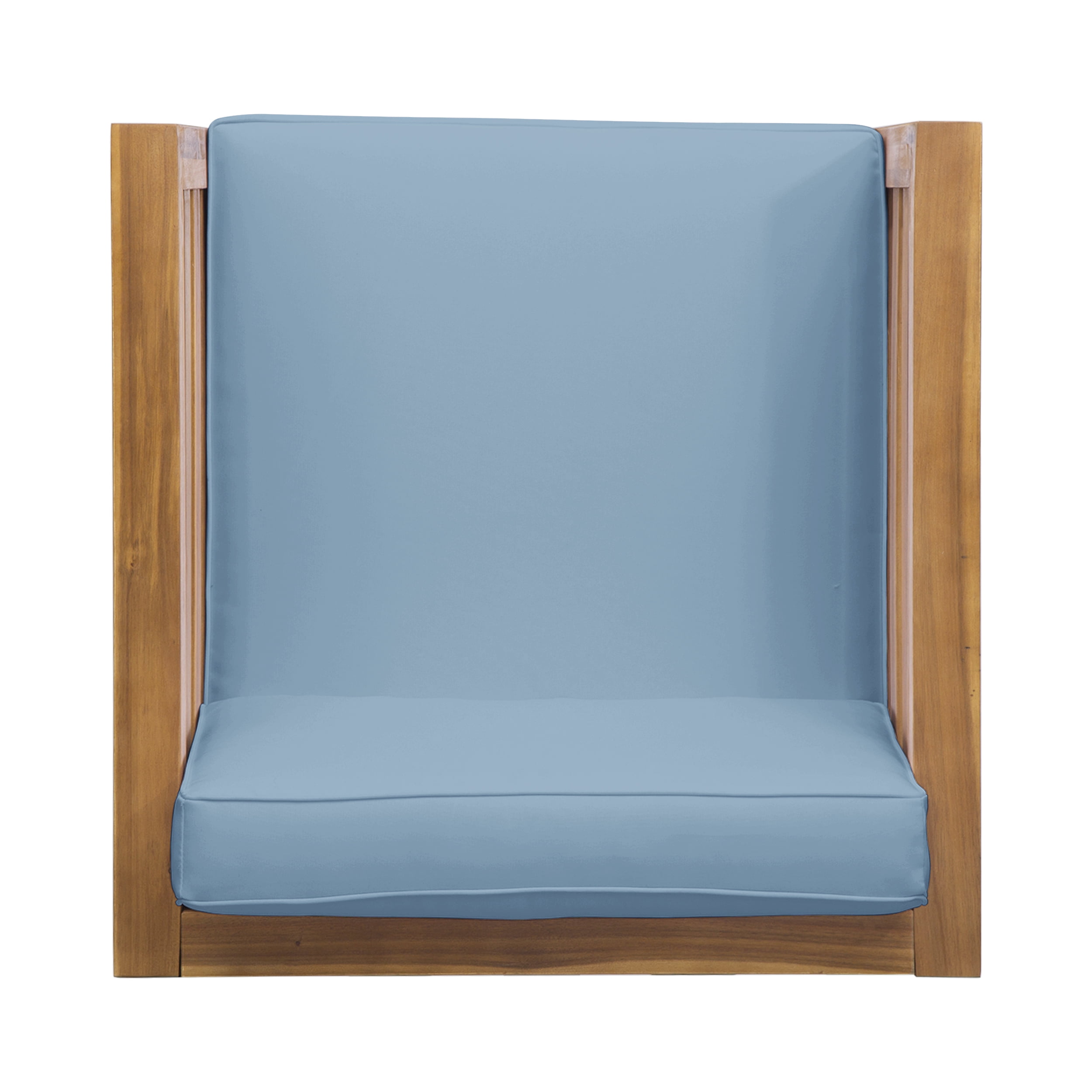 Noble House Oana Wood Outdoor Acacia Club Chair, Teak / Blue Set of 2