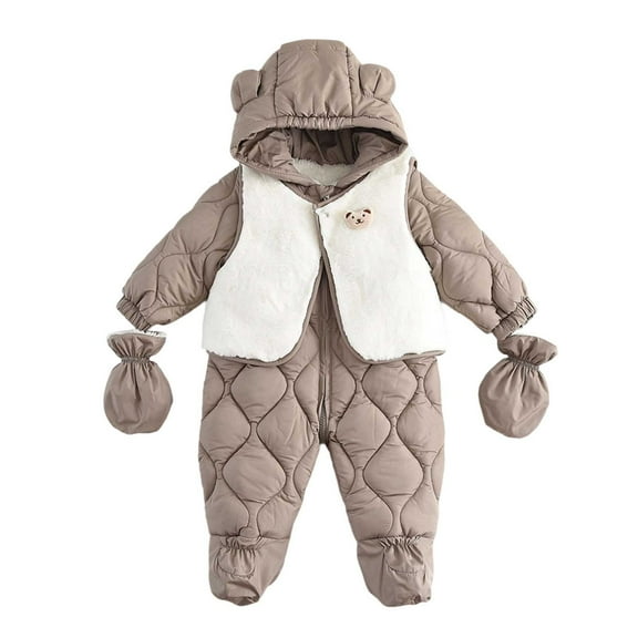 ZACPNCV Toddler Snowsuit Baby Winter Clothes Boy Infant Girl Snow Wear Khaki 12-18 Months