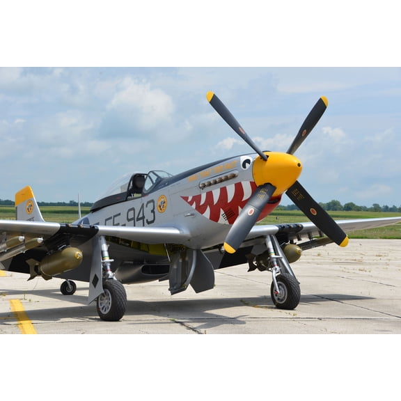 Wall Art Impressions Shark Mouth P-51 WW2 History Mustang 1941 36" x 24" Poster