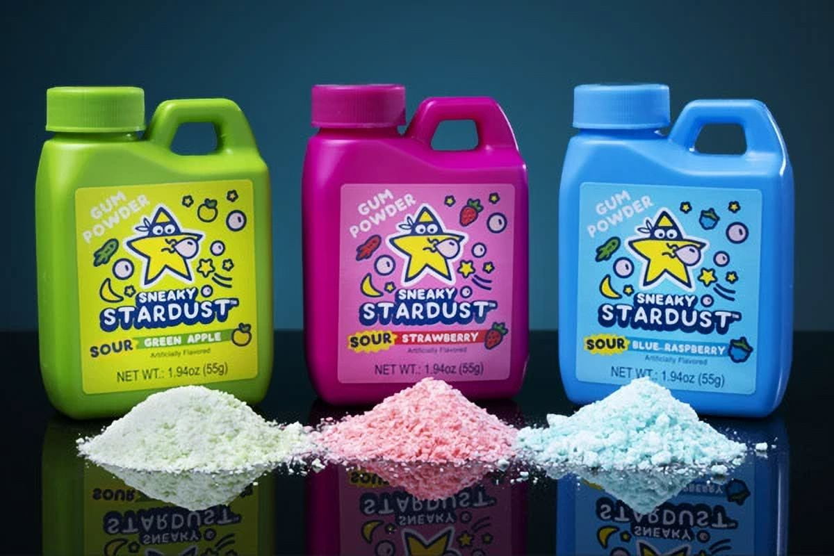 12 Pack Sour Sneaky Stardust Powdered Chewing Gum- {Random Flavor}