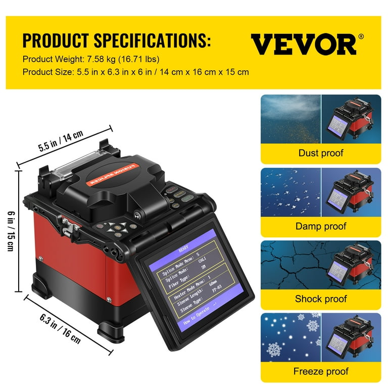 VEVOR Fusion Splicer Automatic Focus JW4108S FTTH Fiber Optic