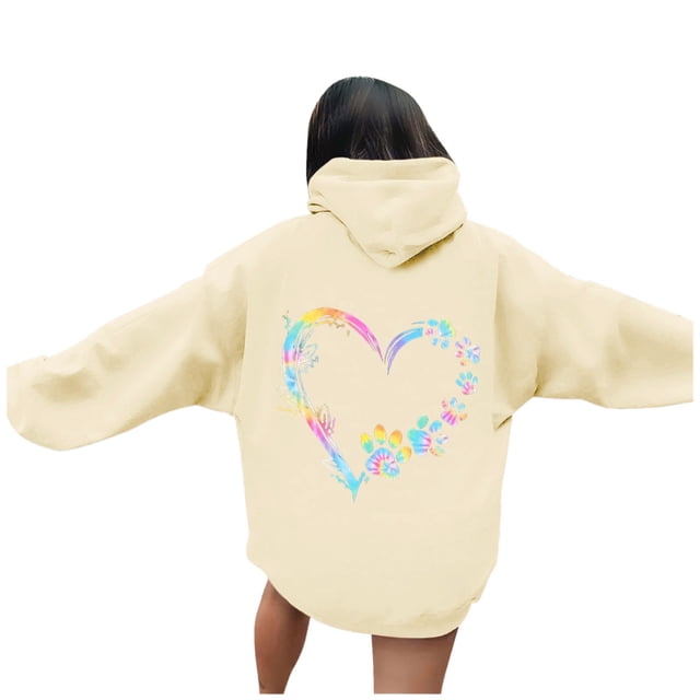 TINZ Sweat à Capuche Imprimé Lettre pour Femmes Manches Longues avec Poches Veste Décontractée