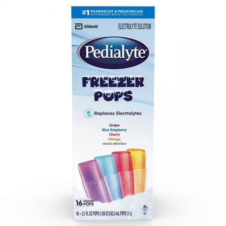 Pediatric Oral Electrolyte Freezer Pop Pedialyte Grape / Blue Raspberry / Cherry / Orange Flavor 2.1 Ounce, 64 Count