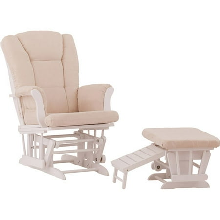 Status Veneto Glider and Ottoman White with Beige Cushions