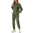 thumbnail image 4 of INSPIRE CHIC Women's 2 Piece Outf Casual Corduroy Tracksuit Long Sleeve Button Down Jacket Shirt and Pants Set with Pockets L Army Green, 4 of 5