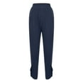 thumbnail image 4 of Sakmal Pleated Pants Women Harem Taper Cotton Linen Strerchy High Waisted Full Length Blue Plain Pants with Pockets, 4 of 9