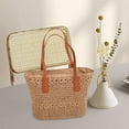 thumbnail image 3 of Women Straw Woven Handbag Handwoven Boho Top Handle Satchel Purse with Zipper Tote for Travel Vacation Beach Summer , khaki, 3 of 8