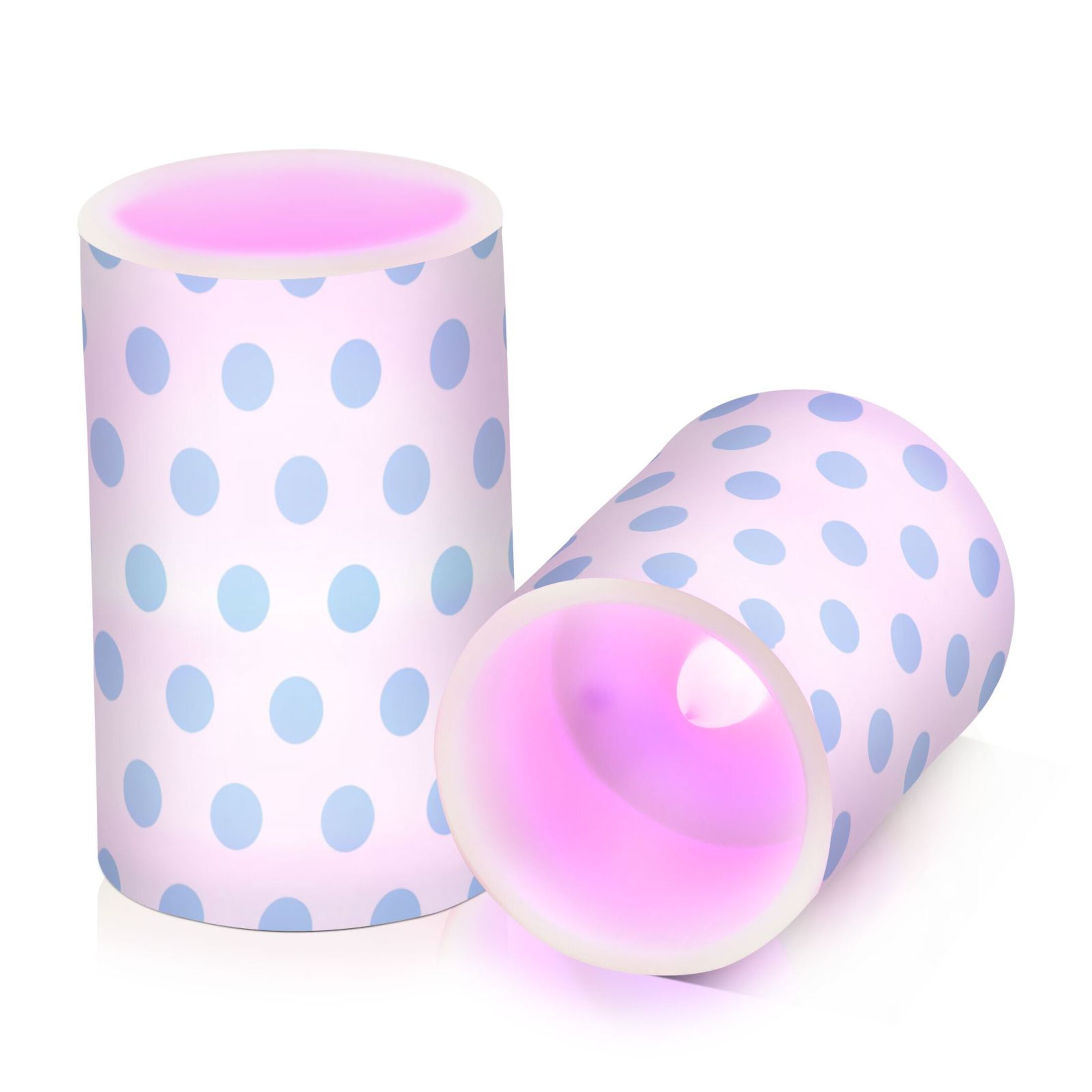 Light Blue Polka Dot Flickering Flameless LED Candles set of 2 Battery Operated 18-Key Remotes Timer Halloween Fall Decor D3''xH4''5''