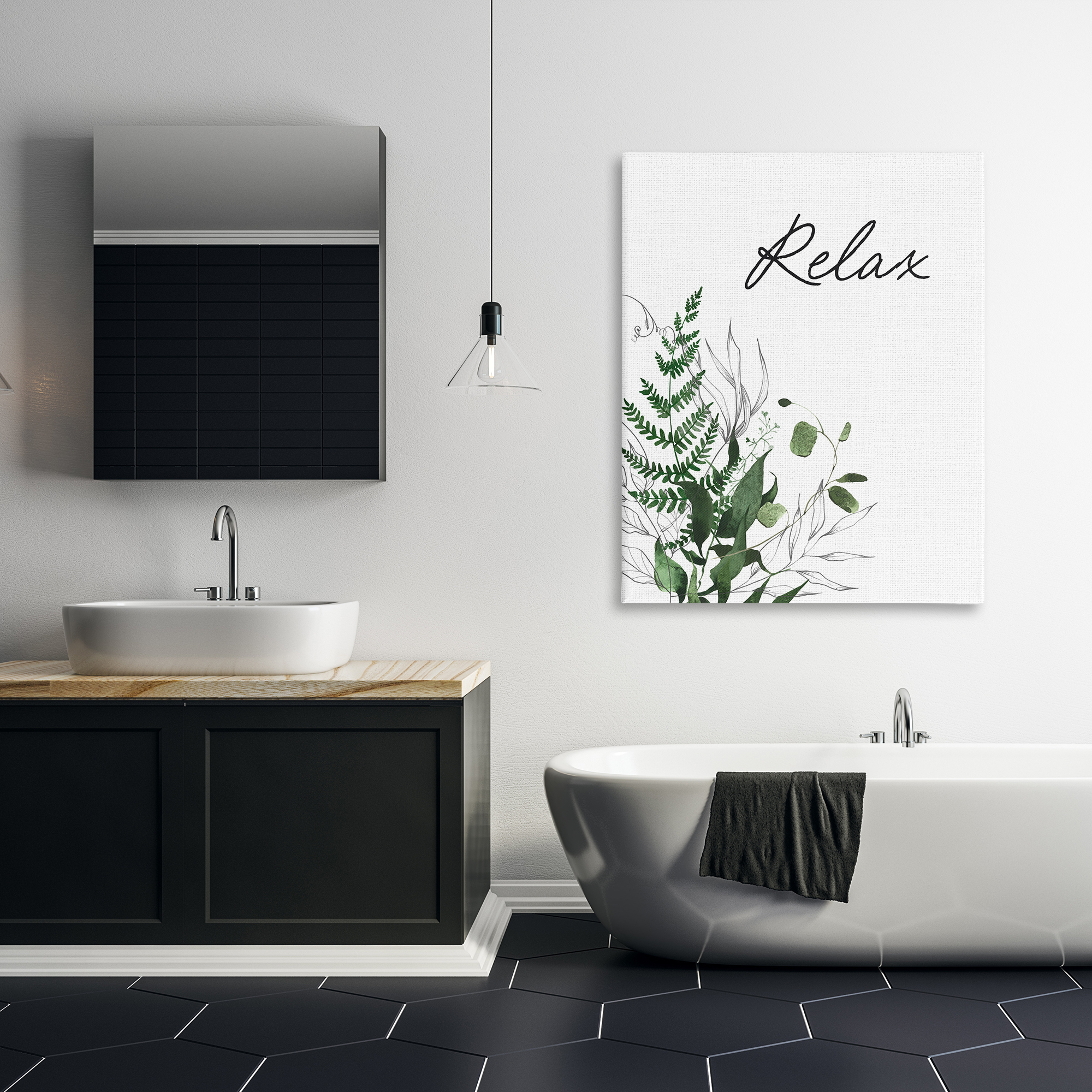 Relax Ferns & Botanicals Canvas Wall Art, design by Lettered and Lined