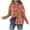Orange, variant on LYXSSBYX Plus Size Womens Shackets Women's Long Sleeve Tops Single-breasted Lapel Cardigan Shirt Fashion Button Lattice Blouse