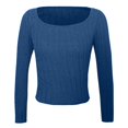 thumbnail image 4 of Women's Shirts Women's Tops Shirts For Women Square Neck Ribbed Knit Tee Ladies Athletic Wear Womens Summer Tops Dark Tee Shirt T Shirt Women Blank Long Sleeved Tee Women Short Sleeve T Shirt Women, 4 of 5
