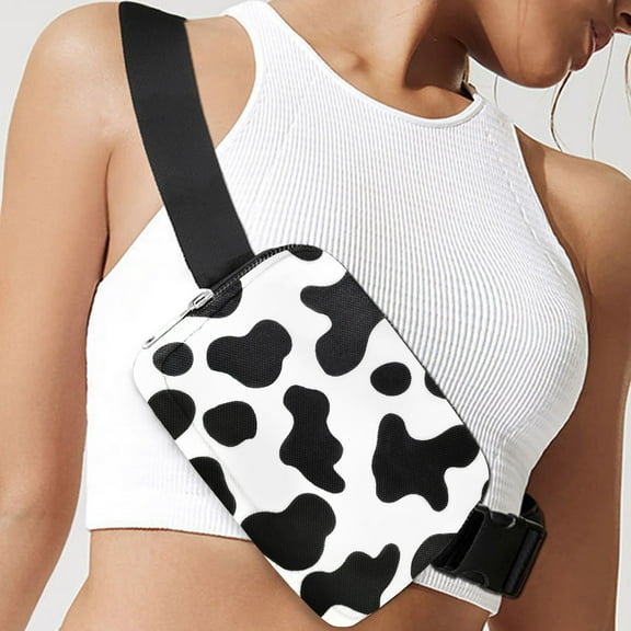 Cow Pattern Crossbody Bags For Women, Vegan Square Purses, Small Shoulder Handbags With Wide Strap